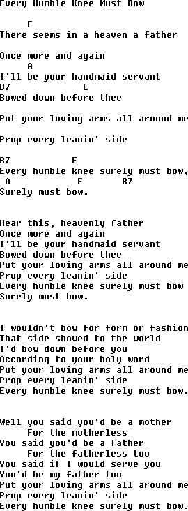 Bluegrass songs with chords - Every Humble Knee Must Bow